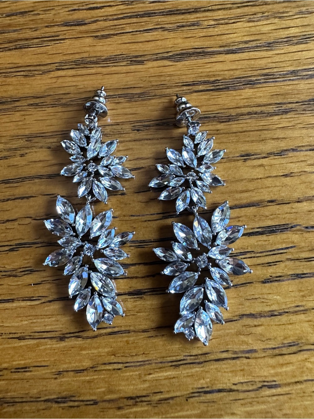 Olive & Piper Bridal Collection Crystal Floral Drop Earrings - Silver Tone